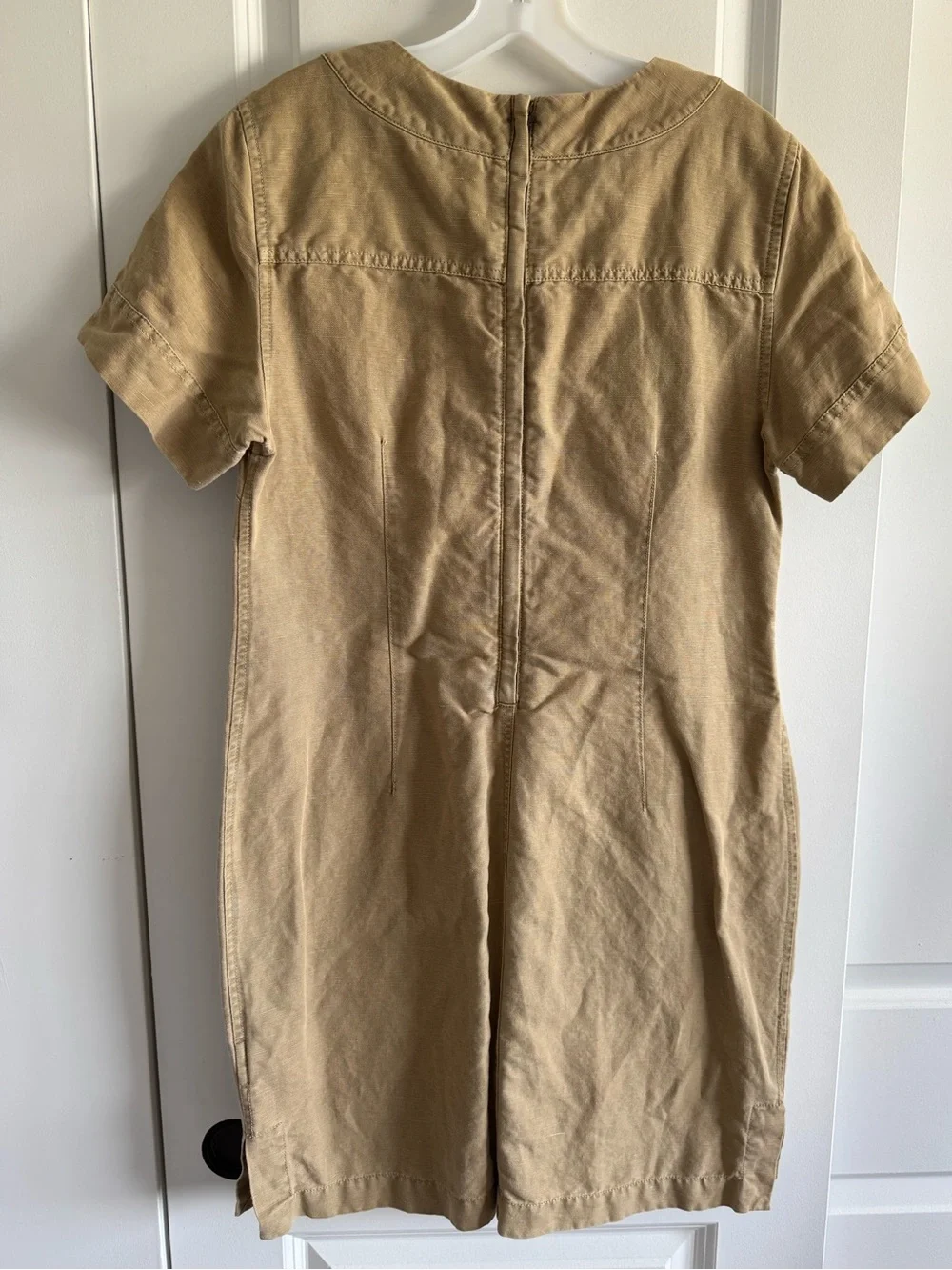 J.Crew khaki linen cotton blend lace-up cargo shift dress